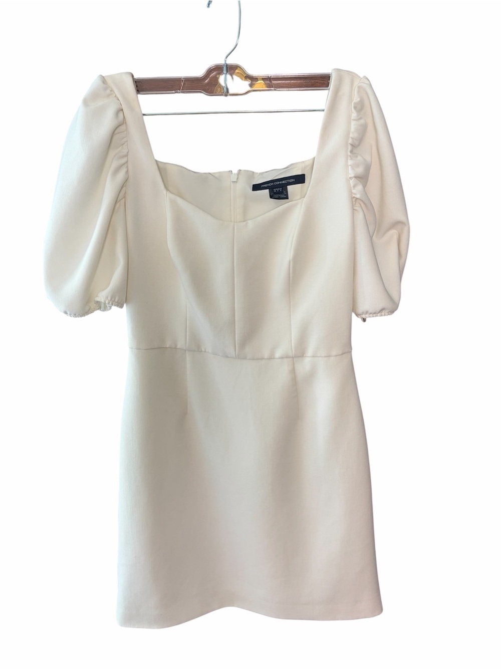 French Connection Puff Sleeve White Mini Dress sz 6 Sorority, Rush, Preference